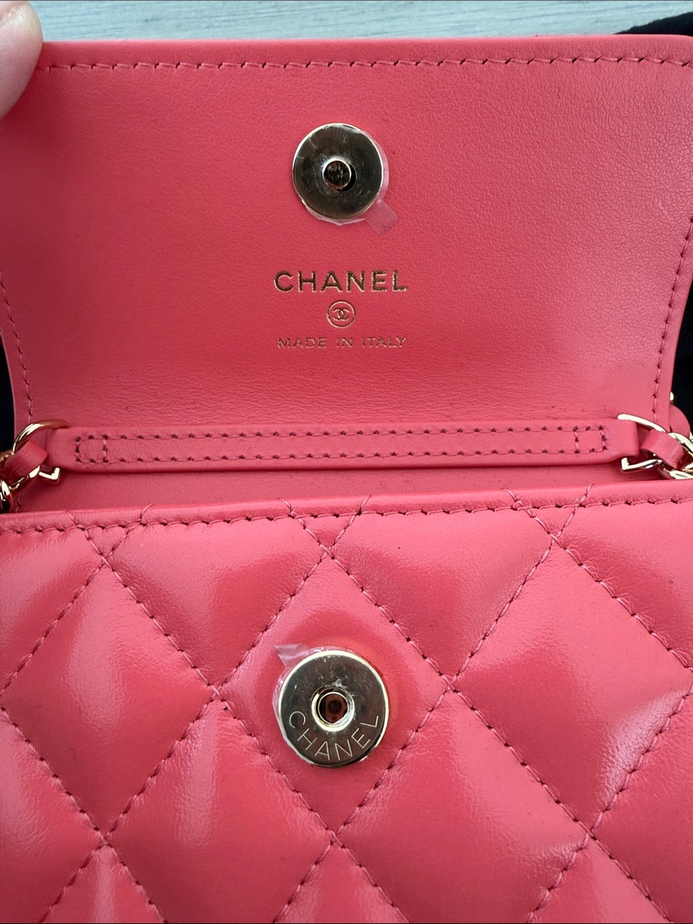 CHANEL Red Pink Quilted Mini Gold Chain Crossbody - Picture 9 of 15